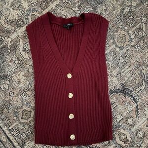 Deep Red V-Neck Sweater Vest